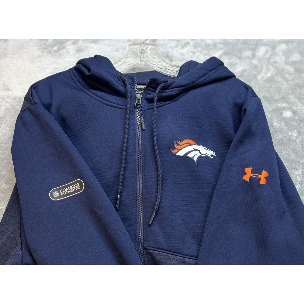 Under Armour Denver Broncos Hoodie Mens XL Blue Full Zip Jacket Coldgear Combine